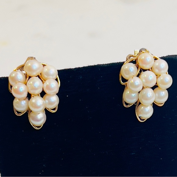 Vintage Alice Caviness Cluster Statement Pearl Earrings 1/20 12K GF  Pat. 156452 - Picture 1 of 4